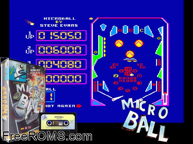 Microball (UK) (19xx) [h1] Amstrad CPC game showing 3D box cover and gameplay screenshot